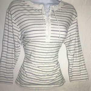 Striped Lace-Up Women's Top